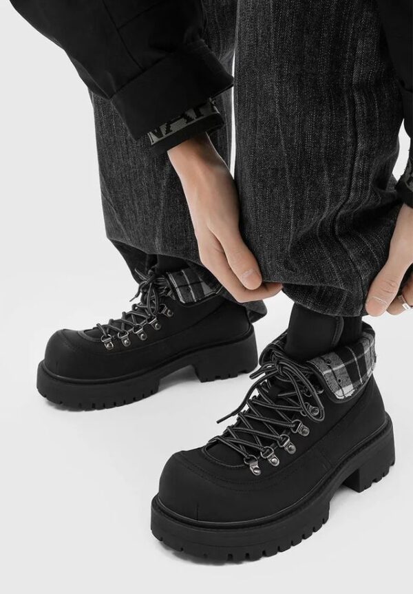 Rugged Boots (Black & Brown – Plaid Collar)